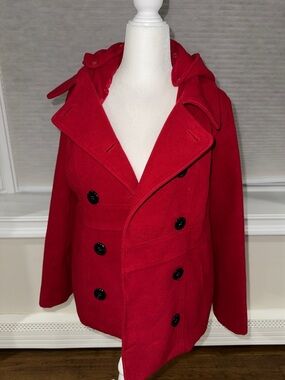 Style & Co. Red Double-Breasted Pea Coat